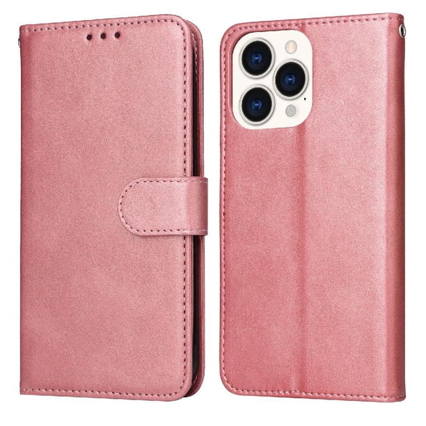 Funda Billetera para iPhone 14 Pro Max con Porta Tarjetas y Soporte Ajustable Rosa