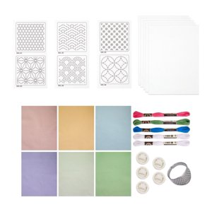 Magideal - Plantilla De Sashiko Plantilla Soluble De Agua De Material De Navegación De Árboles De Árboles De Material Conjunto De Material De Bordado Kit De Inic B