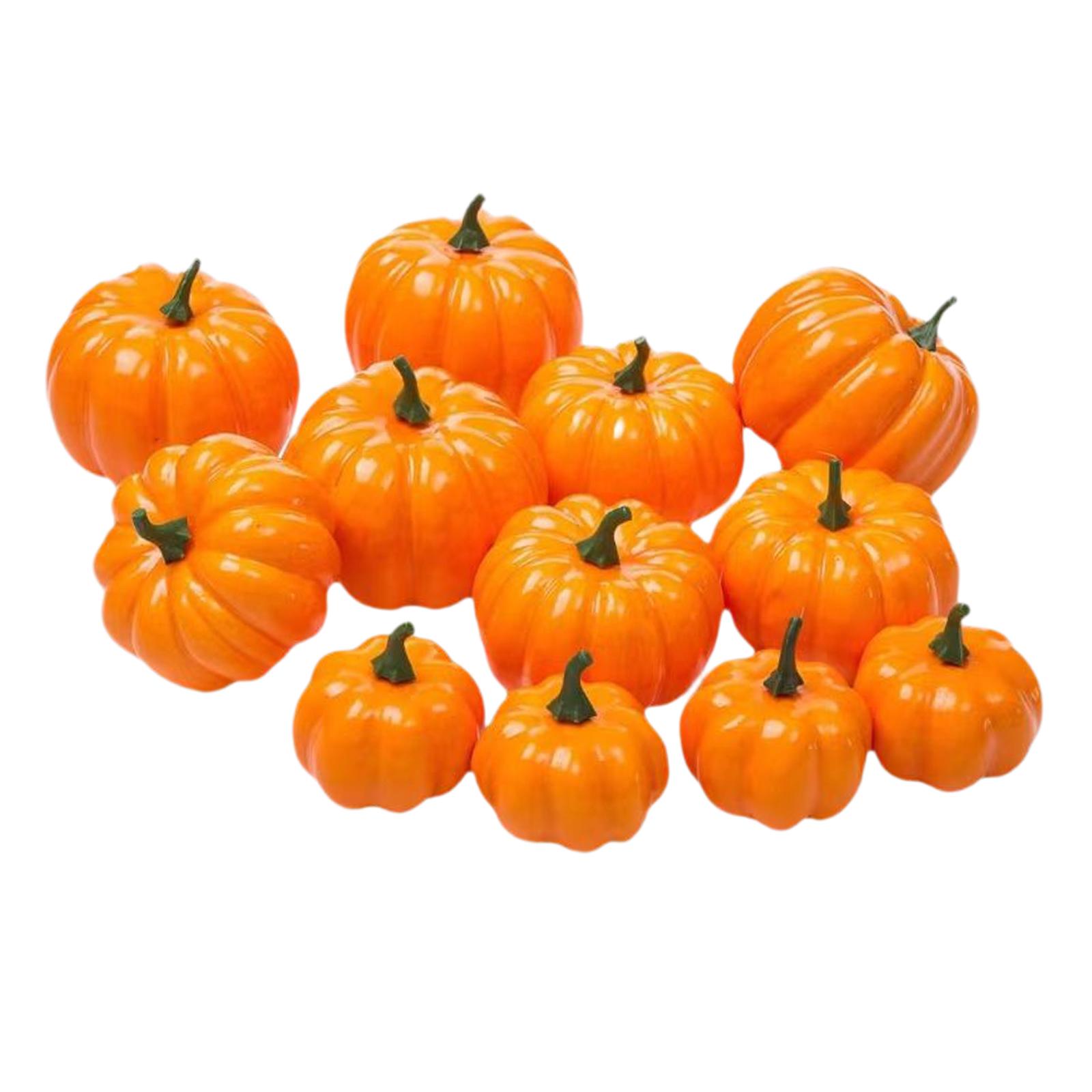 Magideal - 12 Calabazas Decorativas, Calabazas De Cosecha, Accesorios De Fotografía Naranjas, Calabazas Artificiales, Calabazas De Espuma Para Otoño, Acción De