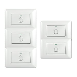 Genérico - Pack 5 Timbre Interruptor Pulsador Simple 10A 250V Diseño Campana Blanco