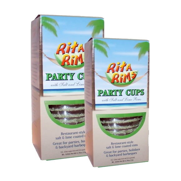 Vasos de Margarita de Plástico RitaRims 24 uds con Borde de Sal y Lima