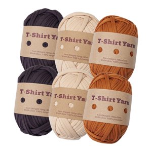 Magideal - Juego De 6 Hilos Para Tejer Camisetas, Elásticos, Suaves, Para Crochet, Gruesos, De Espagueti, Para Macramé, Bolsos, Cojines, Manualidades, Decoración Conjunto A