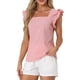 thumbnail image 1 of INSPIRE CHIC Blusas de Cuadros para Mujer de Regreso a Clases Cuello Cuadrado Mangas con Volantes Blusa de Verano Rosa XL, 1 of 6