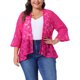 thumbnail image 1 of Agnes Orinda Trajes de Halloween para Mujeres Tallas Grandes Cárdigans de Escuela Universitaria Abiertos al Frente Mangas 3/4 Acampanadas Encaje Transparente Floral Cubierta Bolero Chalecos 2X Rosa, 1 of 8