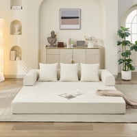 M&Ms - Comfy Convertible Folding Mattress Couch, Floor Sofa Bed, Chenille Floor Sofa With Armrest, Floor Sofa Lounge Couch For Living Room Bedroom Lounge Studio-Beige
