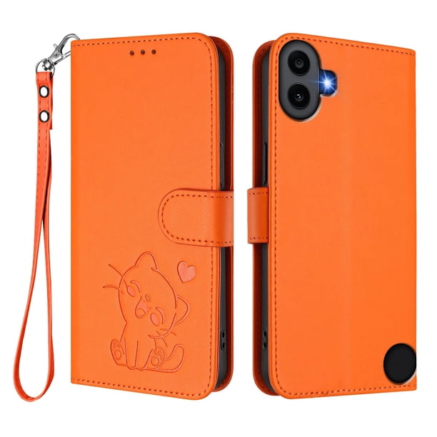 Funda Volteable tipo Billetera con Correa para Nothing CMF Phone 1, Naranja