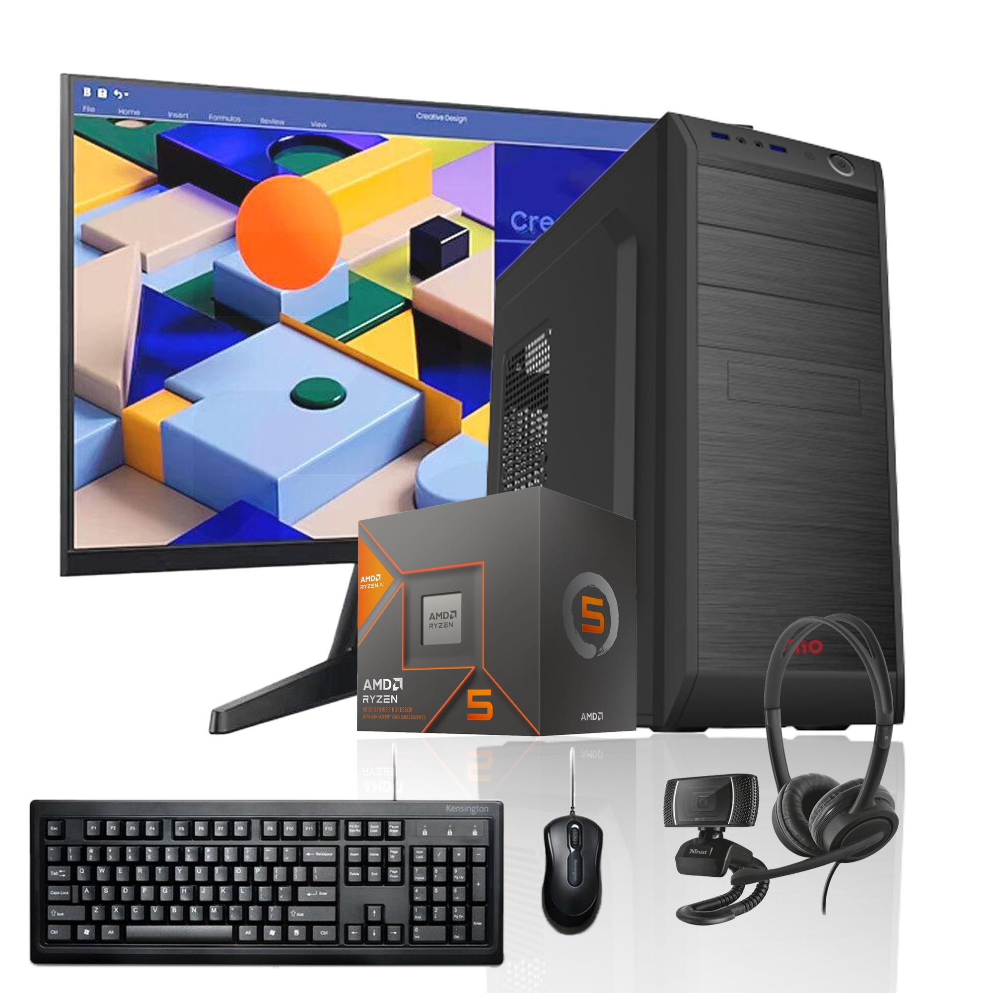 Pc + Monitor 24 + Perif: Amd Ryzen 5 8500G 8Gb 500Gb Radeon 740M Wifi