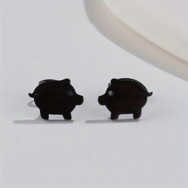 Cute and Stylish Stainless Steel Anime Pig Cartoon Earrings - Perfect Gift for Men!