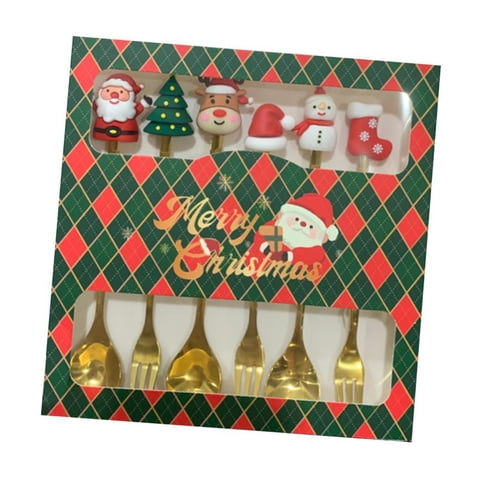 Bothyi - Juego De 6 Cucharas Y Tenedores Navideños, Cubiertos Y Cubiertos Para Regalo, Fiesta, Restaurante, Estilo A