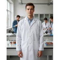 Metalfer - Cotona Poplin Blanca Delantal Laboratorio Bata. Talla S