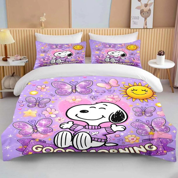 v1782 Bed Sheets Cute Snoopy Dog Print Bedding Sets Comforter Cover Bed Cover Duvet Cover Pillow Case - Pieces Sets Kids Adult Bedroom Decor 3-Piece Bedding Set (1 Duvet Cover + 2 Pillow Shams) Bed Sh
