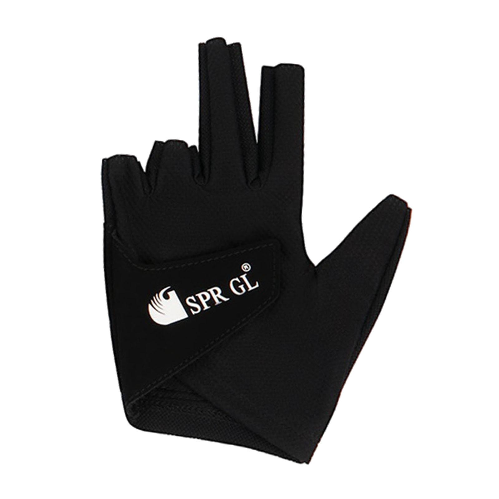 Magideal - Guante De Taco De Billar, Guantes Con Dedos Separados, Mano Izquierda, Portátil, Ligero, Elástico, Entrenamiento, Mujeres, Hombres, Guante De Taco De Negro
