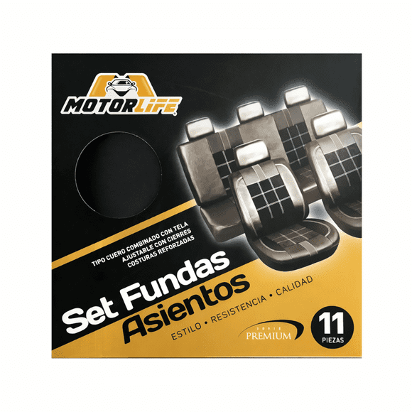 Funda Cubre Asientos Motorlife Eco Cuero Gamuza Primium 11 Piezas