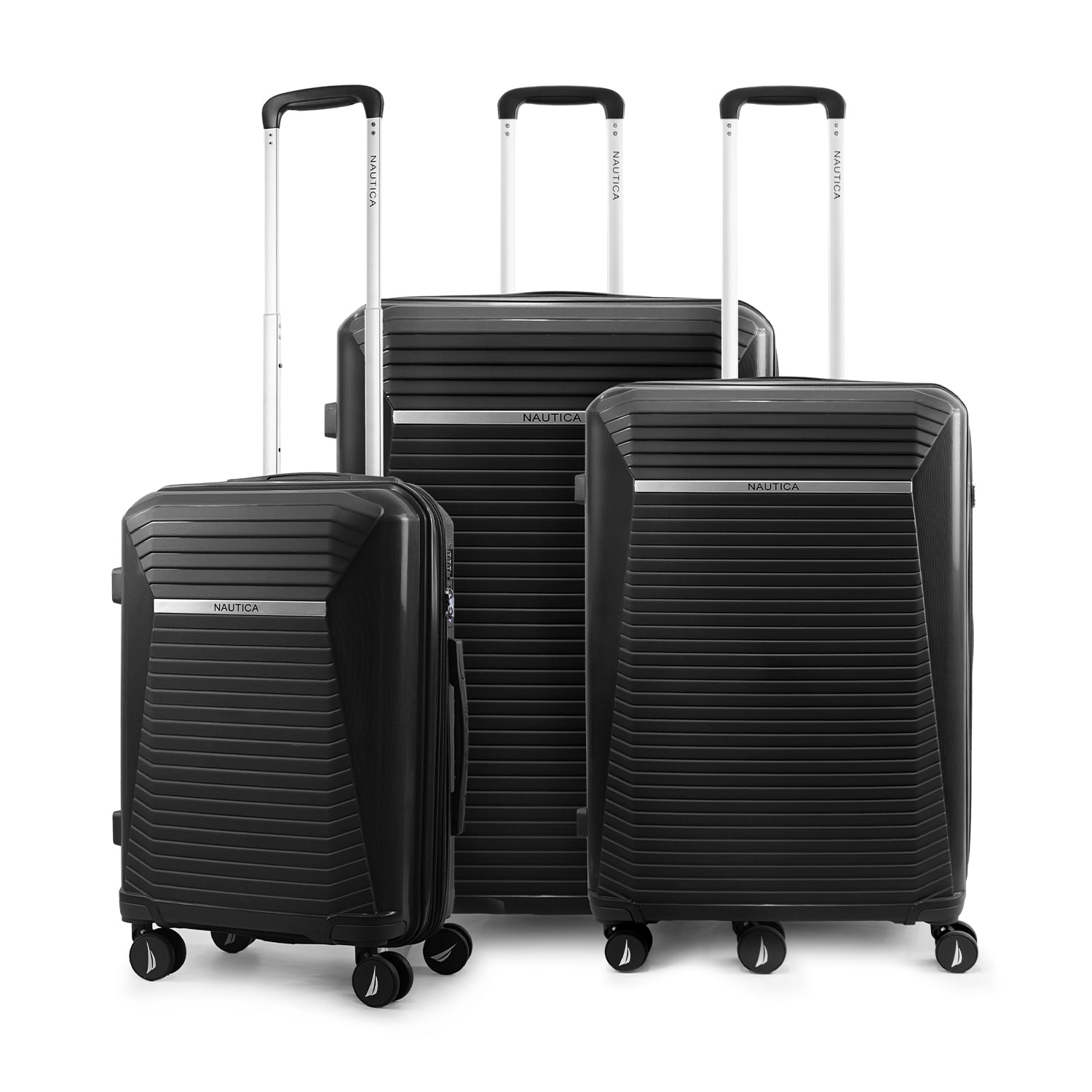 Set 3 Maletas Nautica Niza S+m+l Cabina 10kg Mediana 20kg Y Grande 23kg Negra