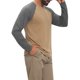 thumbnail image 4 of INSPIRE CHIC Camiseta de Hombre Raglán de Manga Larga Cuello Redondo Contraste Camisetas de Béisbol XL Caqui Gris, 4 of 6