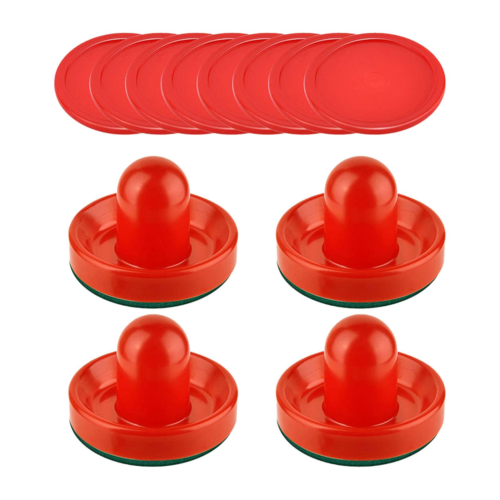 Ioensy - 4 Empujadores De Air Hockey Y 8 Discos De 2,5 Pulgadas Para Mesas De Juegos Familiares Fiesta Rojo