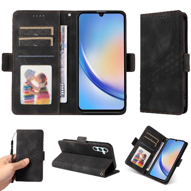 Carcasa FOXDOCK Samsung Galaxy A34 5G de cuero PU, diseño acolchado clásico, protección contra caídas y rayones