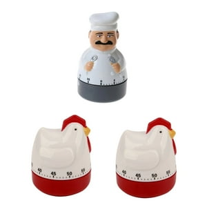 Gen - 3X Timer Cocina Con Forma De Gallina Y Cocinero Temporizador A Cuerda