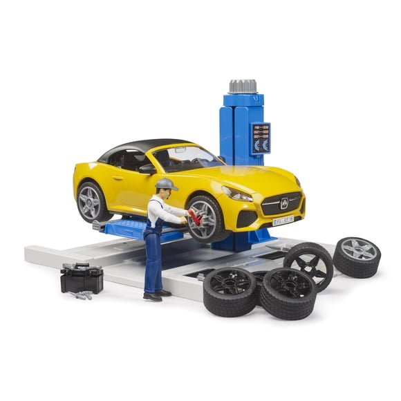 Centro de servicio de automóviles Playset Bruder bworld con Bruder Roadster