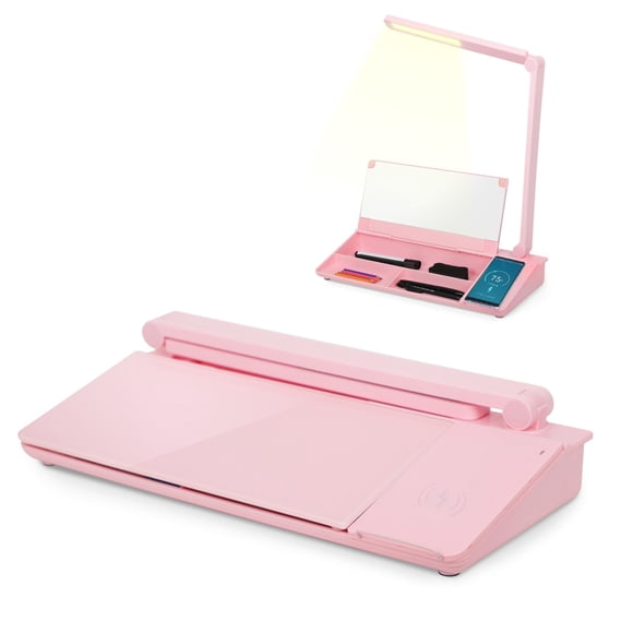 Pizarra blanca de escritorio SHANTRA 40 x 18 cm con cargador y lámpara LED