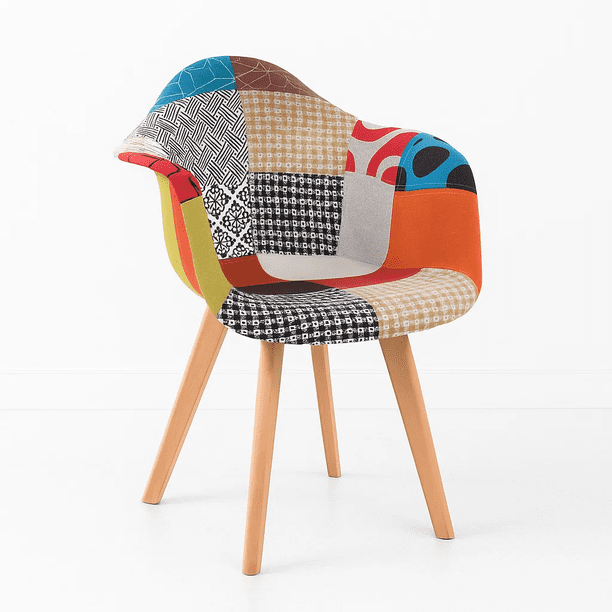 Butaca Sitial Patchwork Acolchado Wood - Naranjo