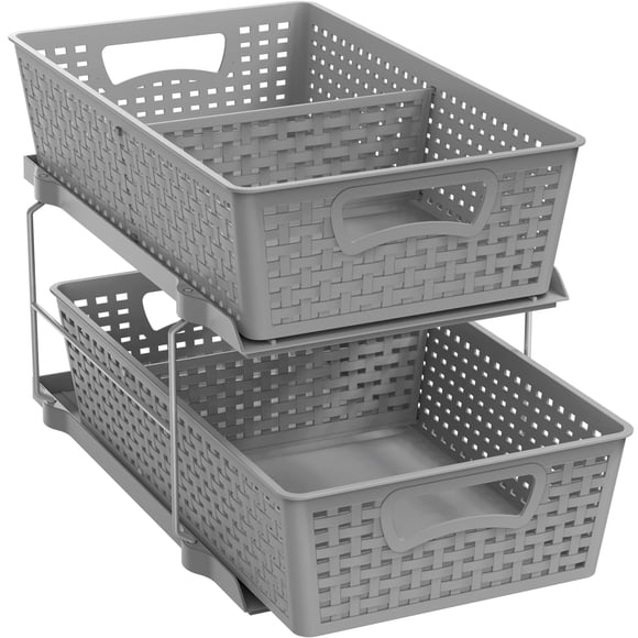 Organizador de Baño Simple Houseware de 2 Niveles para Debajo del Fregadero Gris