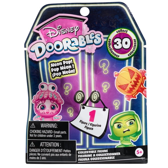 Figura Disney Doorables Neon Pop Luz Negra Sorpresa