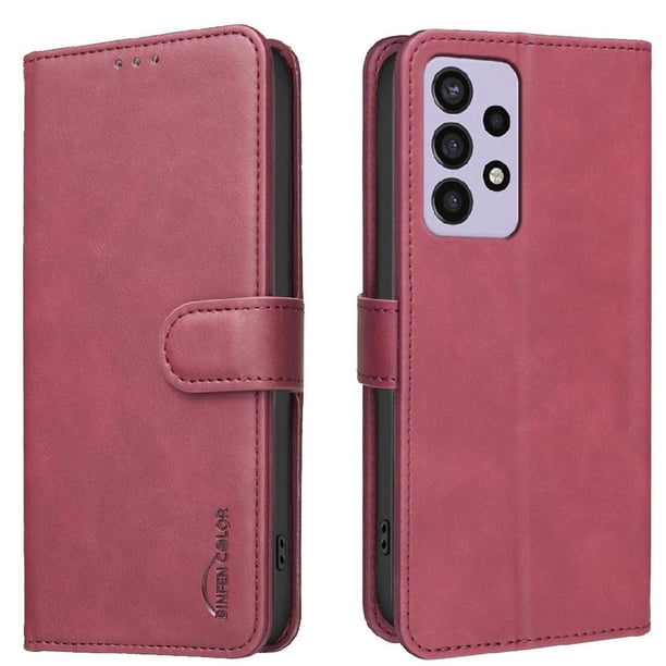 Funda Billetera para Samsung Galaxy A72 Protección RFID y Soporte Ajustable Rojo