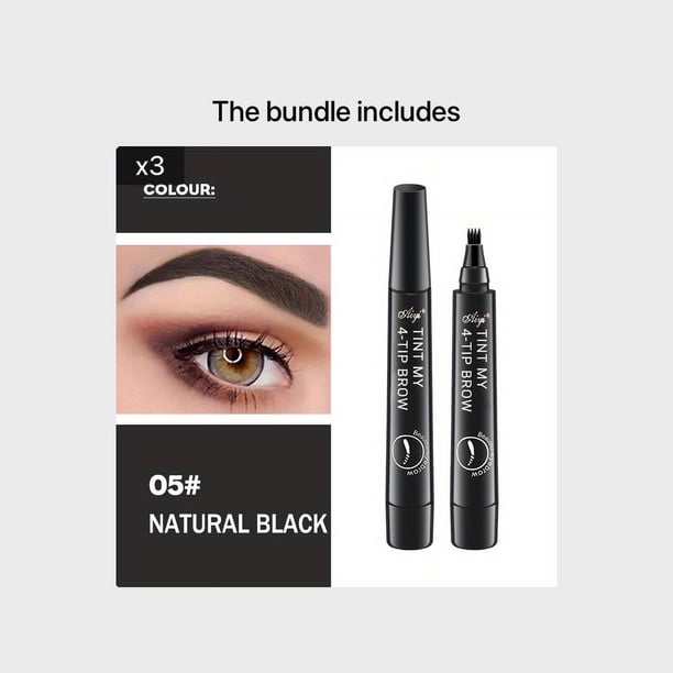 4 Split Tip Water Eyebrow Pencil, Long Lasting Waterproof, Simulated Natural Vivid Eyebrow , Clear Texture, No Decolorize Eyebrow Pen