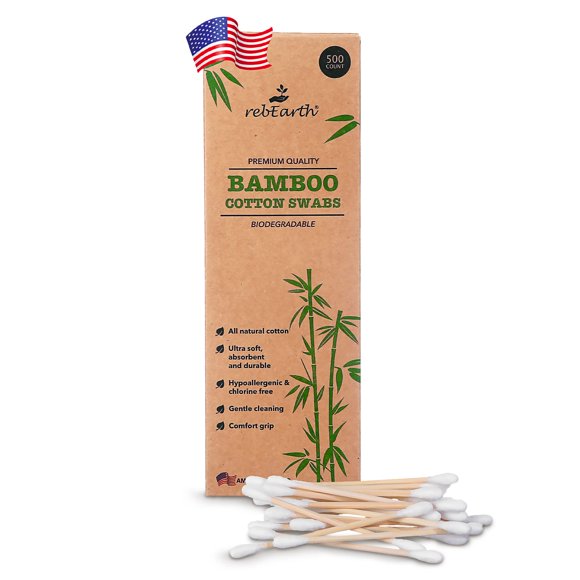Hisopos De Algodón Con Bambú Reearth Orgánicos Paquete De 500