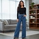 thumbnail image 2 of Pantalón Mezclilla Wide Leg Mujer Tiro Alto Detalle Brillos, 2 of 4