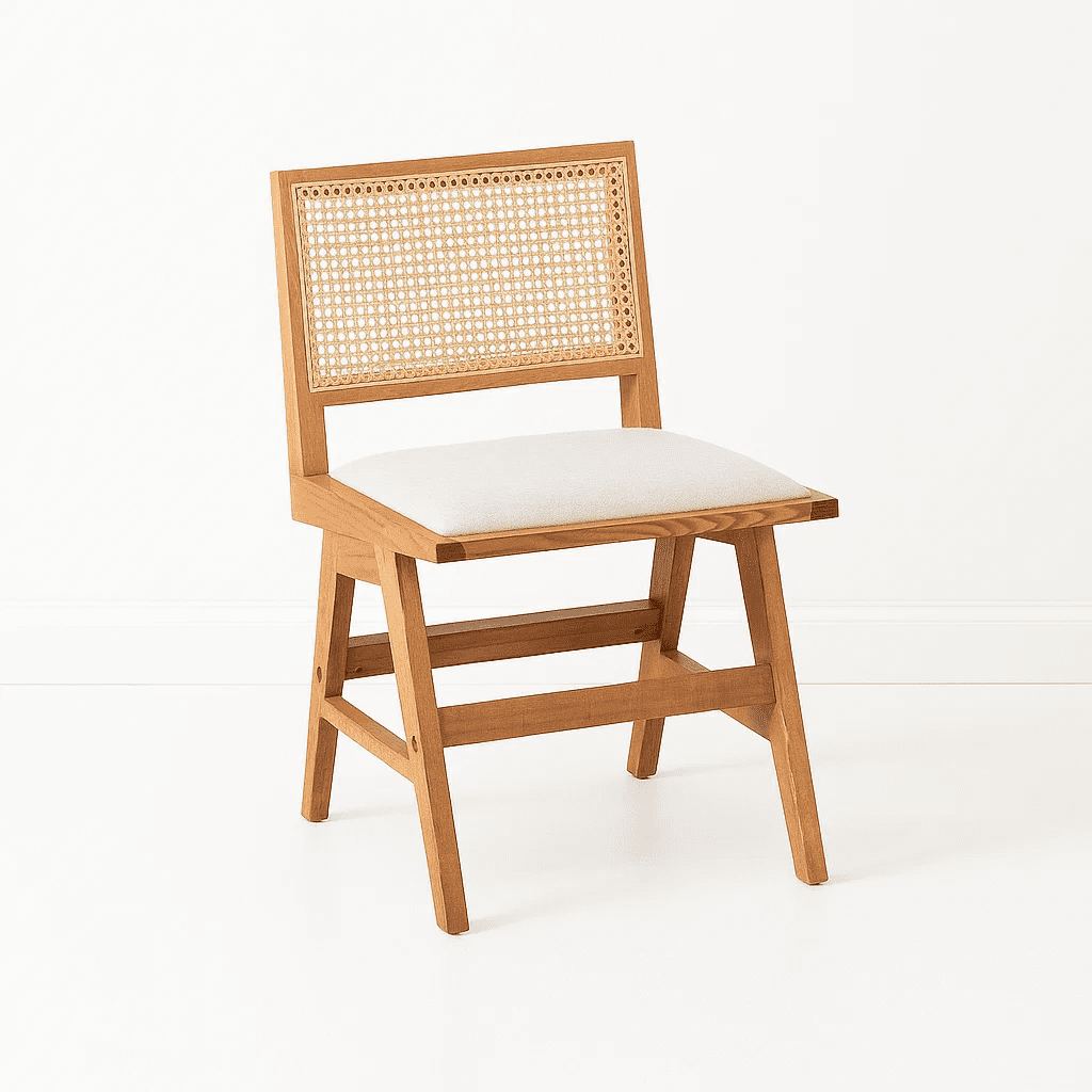Klik Muebles - Silla Aura De Rattan Con Asiento De Tela - Natural Beige