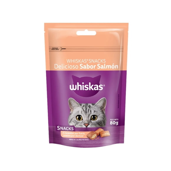 Snack Gato Adulto Pellet Delicioso Sabor Salmón Bolsa, 80 g