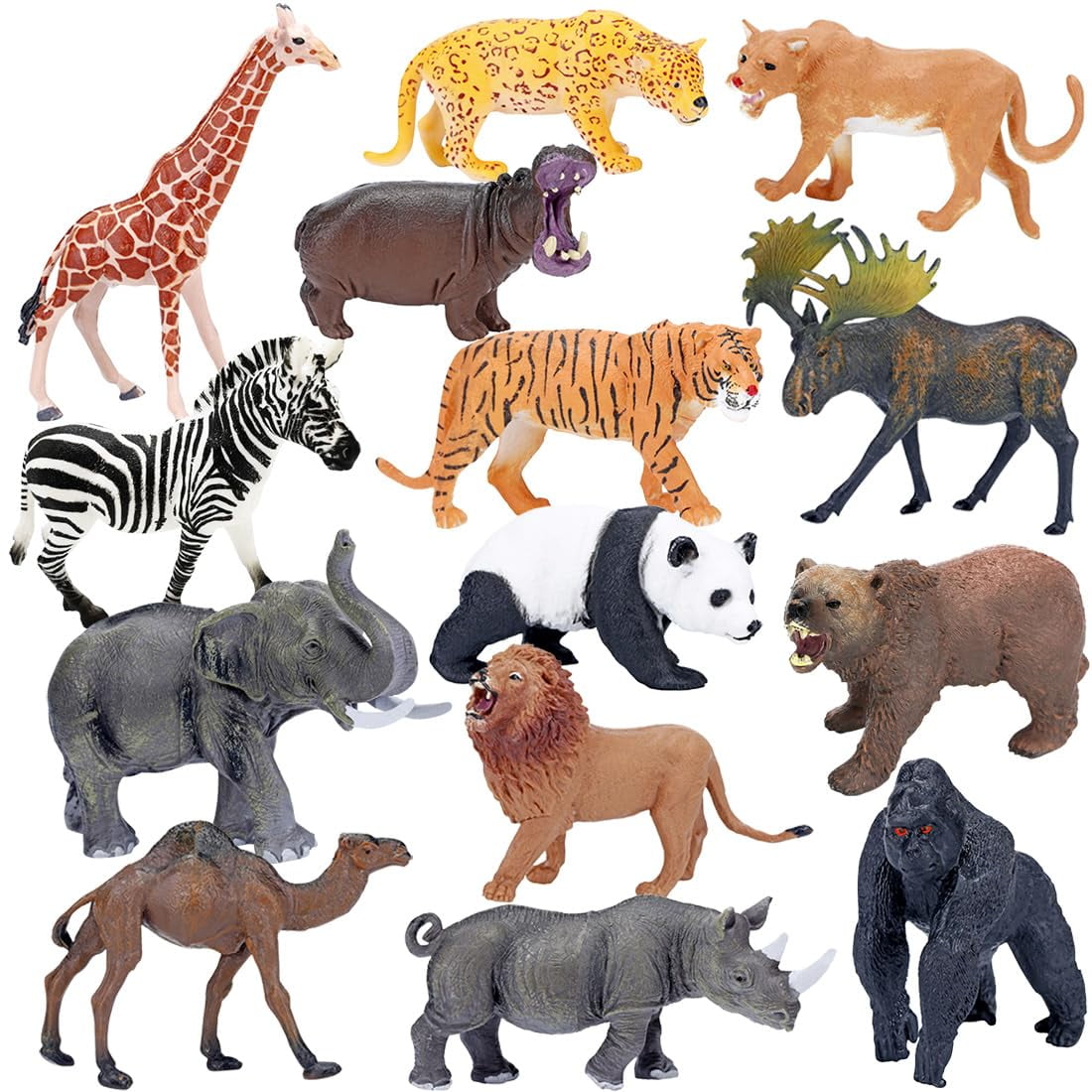 Juego De 14 Figuras De Juguete Bolzra Safari Animals Para Niños Pequeños