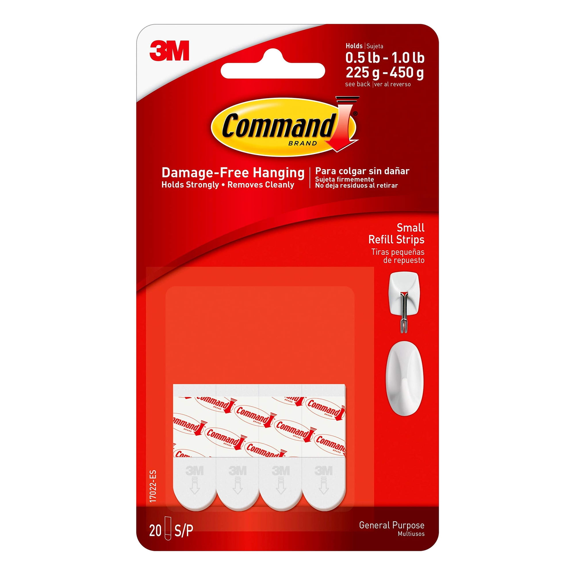 Tiras Adhesivas Command Small Refill, 20 Tiras Blancas