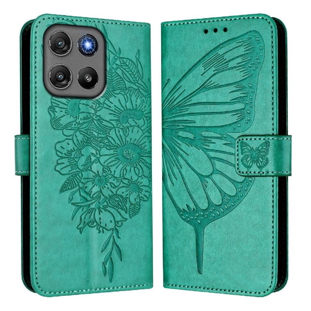 Funda cartera mariposa para Motorola Moto G67 Power con soporte y ranuras para tarjetas Verde