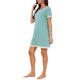 thumbnail image 4 of INSPIRE CHIC Camisón de Manga Corta para Mujer, Vestido de Dormir de Mezcla de Algodón Suave con Ribete en Contraste y Cuello en V para Primavera Verano XL Verde, 4 of 6