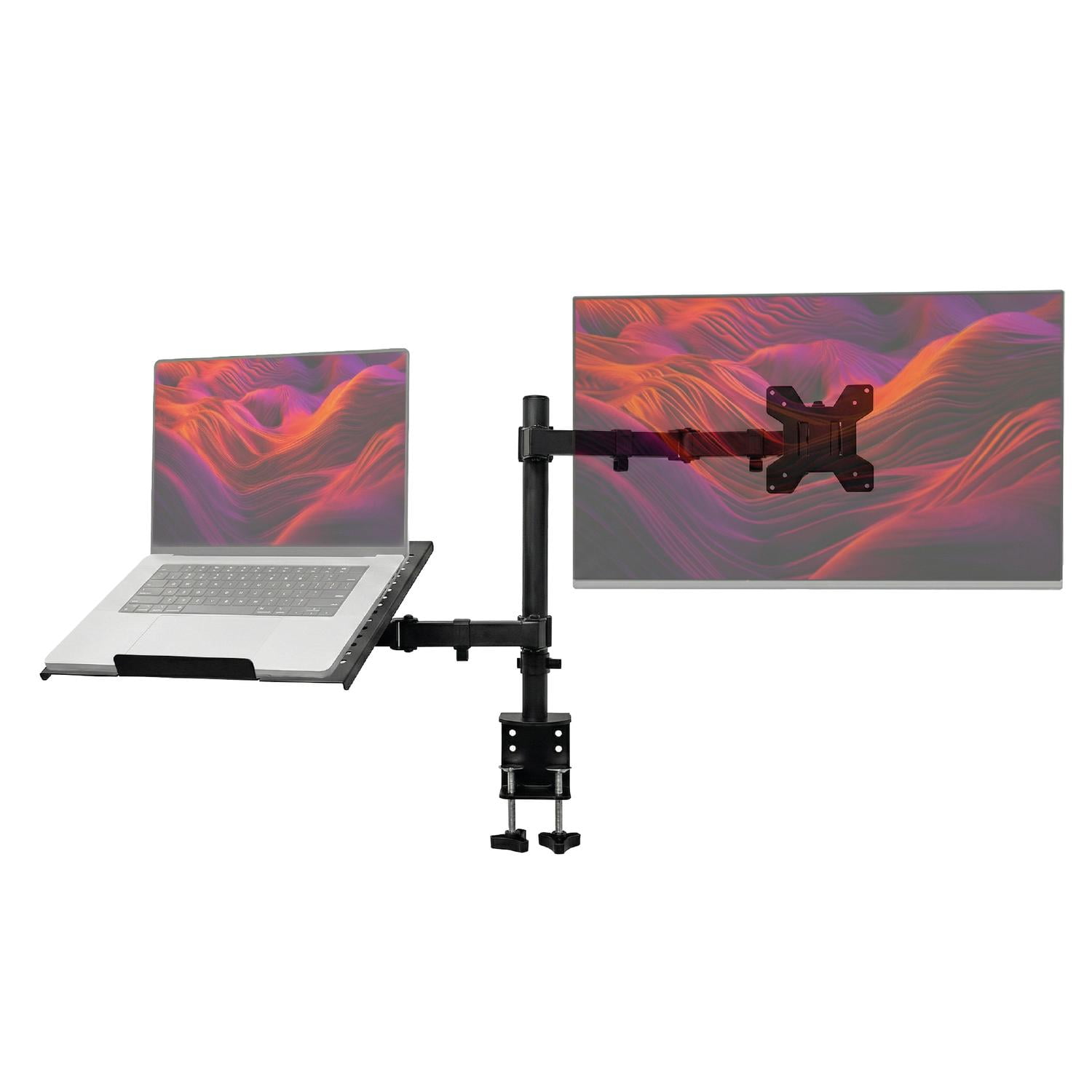 Soporte Brazo Doble Monitor Notebook Escritorio Negro Levo