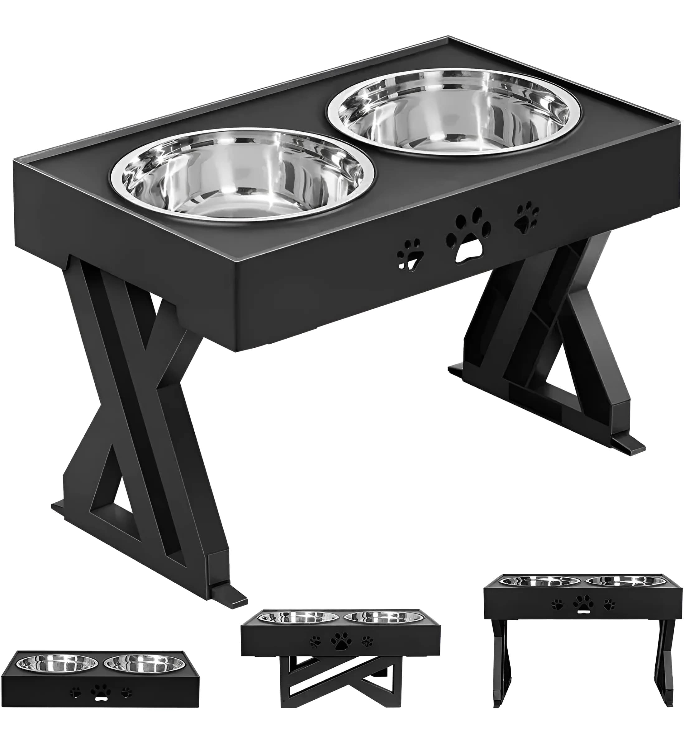 Master Prox - Comedero-Bebedero Para Perros Altura Ajustable - Plato Acero