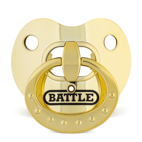 Battle Binky Protector Bucal de Fútbol Oxygen, Oro Cromado