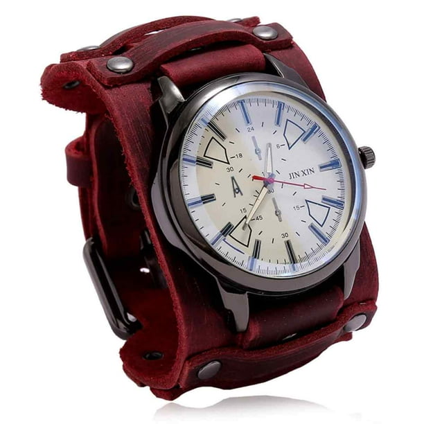 Accesorios Reloj de Cuero Retro Personalizado Pulsera de Cuero Ajustable para Hombre