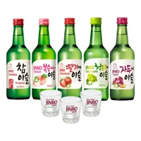 Pack 5 Soju Coreano + 3 Vasos Jinro