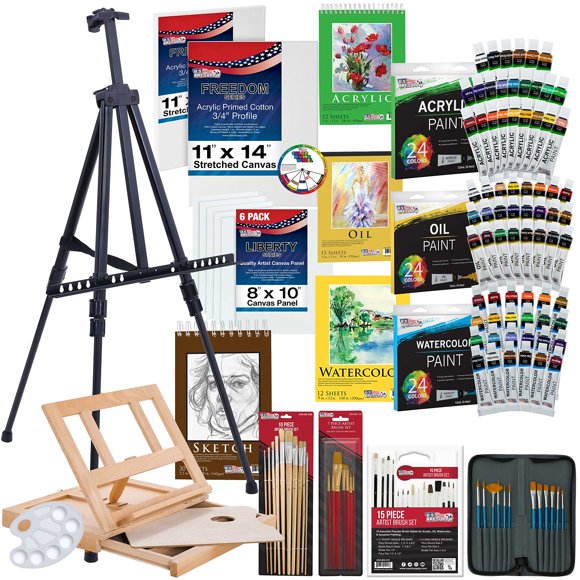 Kit de Pintura U.S. Art Supply 133 Piezas con Caballete de Aluminio