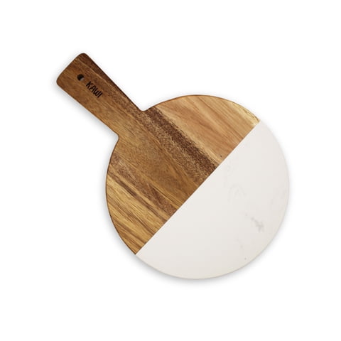 Tabla Aperitivo Redonda De Madera De Acacia Y Mármol Kawi®