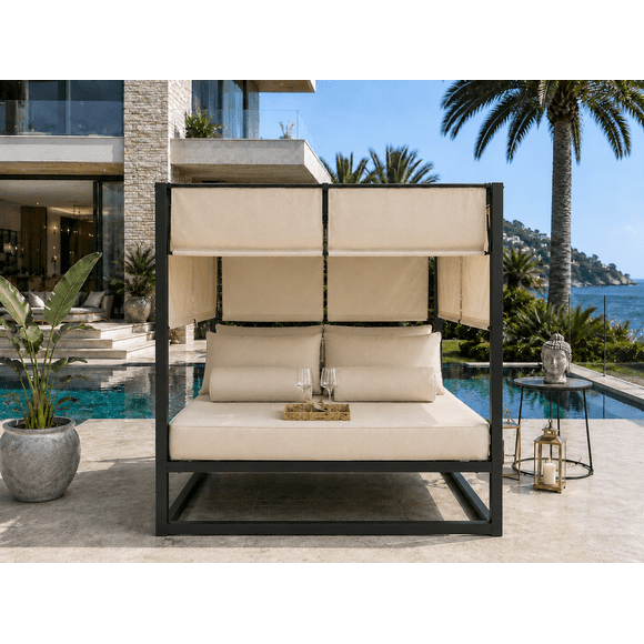 Cama balinesa moderna , king, crudo