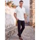 thumbnail image 2 of INSPIRE CHIC Camisa Polo de Manga Corta con Cuello en V a Rayas Verticales para Hombre XL Blanco, 2 of 5