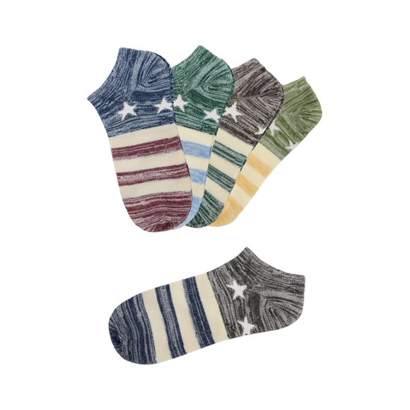 Calcetines de patrón de estrellas y rayas de corte bajo para mujer INSPIRE CHIC, talla de zapato de mujer 4-8