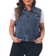 thumbnail image 1 of Chaleco de mezclilla sin mangas con cremallera y botones para mujer de talla grande Agnes Orinda 2X Azul lavado nieve, 1 of 6