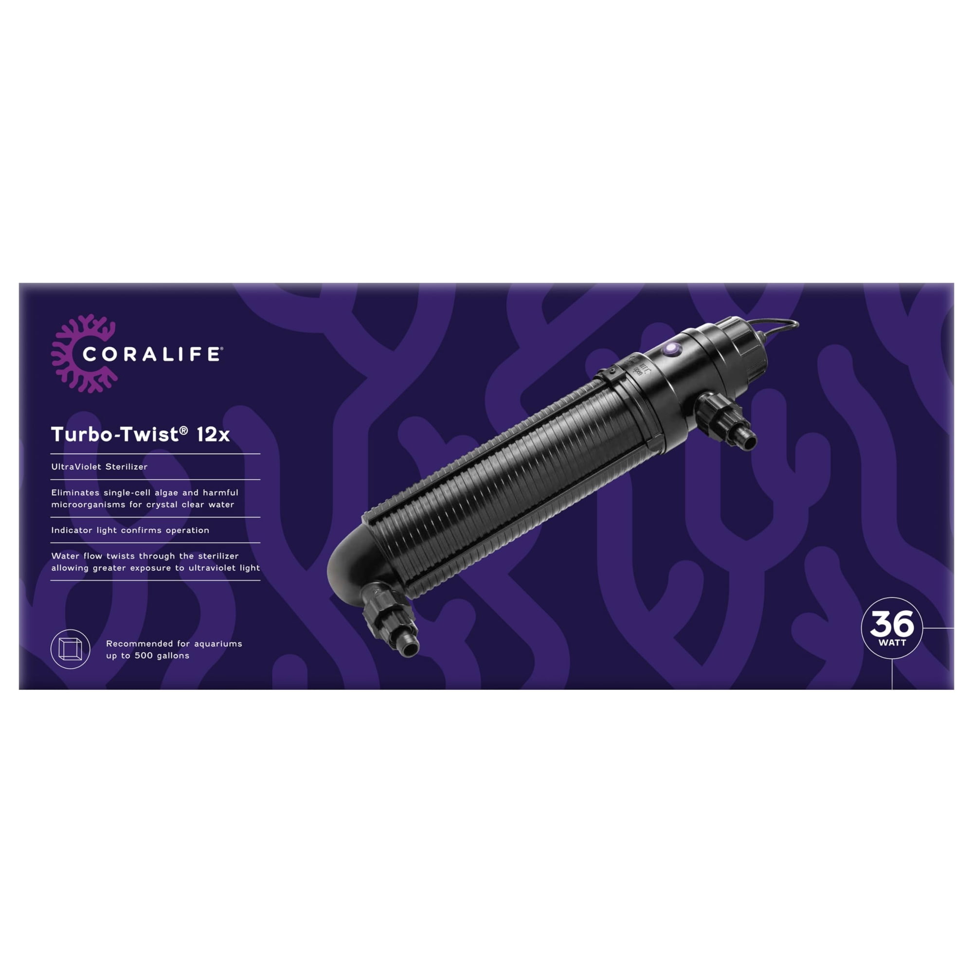 Esterilizador UV Coralife 12X Turbo‑Twist para acuarios de hasta 1900 L