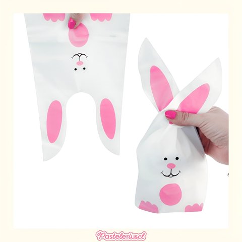 Pasteleriuscl - Pack X100 Bolsas De Plástico Para Dulces De Pascua Bolsas De Regalos Para Niños Rosa 22X13Cm